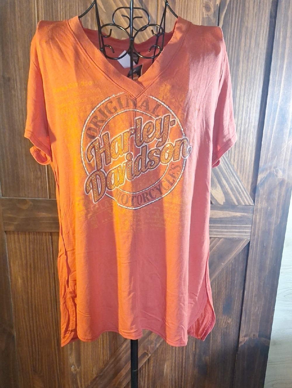 NWT Harley-Davidson Orange Graphic V-Neck Tee